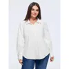 Bloomchic Plain Curved Hem Button Down Shirt In Originalwhite