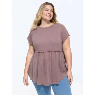 Bloomchic Plain Curvy Hem Babydoll T-shirt In Purple