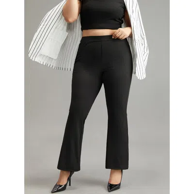 Bloomchic Plain Rib Knit Flare Leg Legging In Animal Print