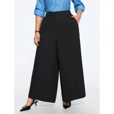 Bloomchic Plain Zipper Pocket Straight-leg Pants In Pureblack
