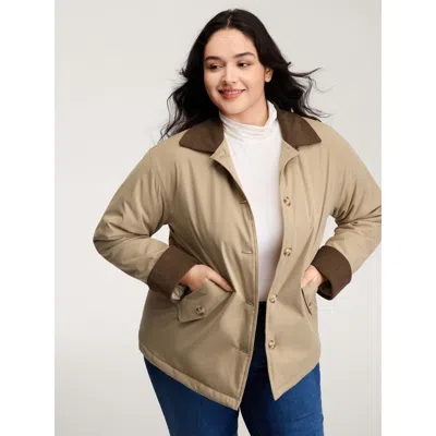 Bloomchic Plus Size Women No Stretch 12/l Open Pocket With Flap Quilted Jackets  In Brown