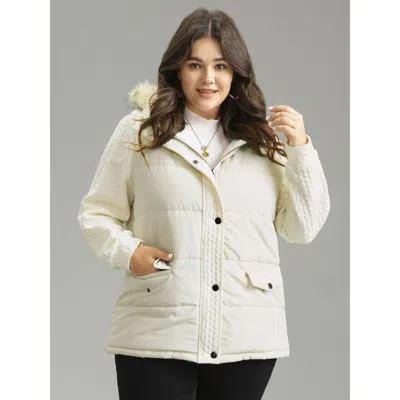 Bloomchic Plus Size Women Plain Lined No Stretch 14-16/1x Pocket Quilted Jackets  In Sand