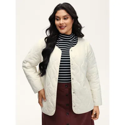 Bloomchic Plus Size Women Topstitching No Stretch Sleeve Extra Long Sleeve V-neck 10/m Slanted Pocket Quilted  In Sand