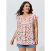 Bloomchic Polka Dot Flutter Sleeve Blouse In Lightpink