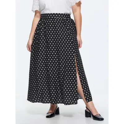 Bloomchic Polka Dots Charm Maxi Skirt In Black