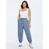 Bloomchic Pull-on Elastic Waist Harem Jeans In Blue