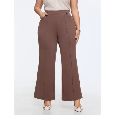 Bloomchic Pull-on Flared Pockets Pants In Dustypink