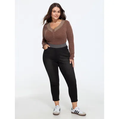 Bloomchic Pull-on High-rise Skinny-fit Jeans In Black