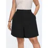Bloomchic Pull-on Straight-leg Shorts In Black