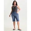 Bloomchic Pull-on Stretchy Denim Shorts In Blue