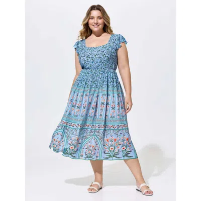 Bloomchic Rayon Garden Fresh Ruffled Sleeve Midi Dress In Animal Print