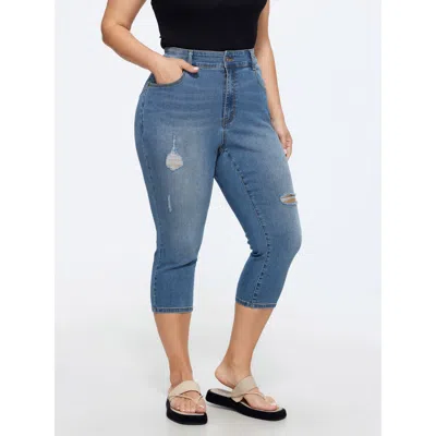 Bloomchic Ripped No-gap Waist Skinny-fit Jeans In Blue