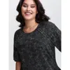 Bloomchic Rivets Snowflake Effect Stretchy T-shirt In Black
