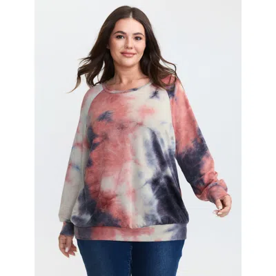 Bloomchic Round Neck Tie-dye Sweatshirt In Multi