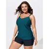 Bloomchic Ruched Adjustable Drawstrings Plain Swim Top In Blue