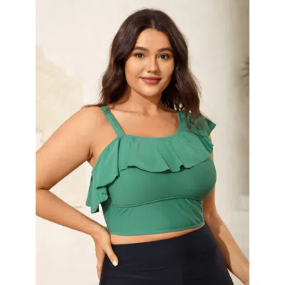 Bloomchic Ruffled Asymmetrical Shoulder Strap Swim Top