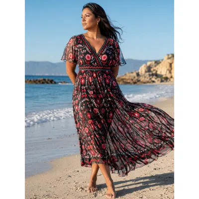 Bloomchic Sarong Set Floral Print One-piece Swimsuit In Multi