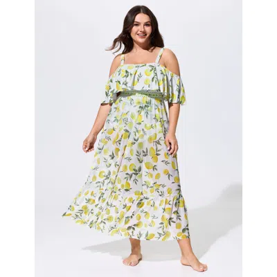 Bloomchic Sarong Set Lemon Print One-piece Swimsuit In Multi