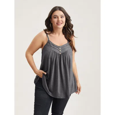 Bloomchic Seamed Button Detail Pendulum Vest In Dimgray