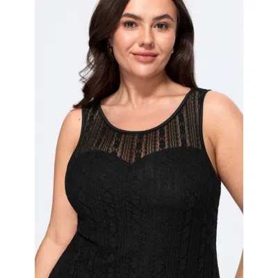 Bloomchic Sheer Floral Lace Layering Tank Top In Black