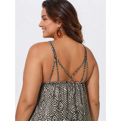 Bloomchic Sheer Geometric Print Halter Neckline Slip Maxi Dress In Multi