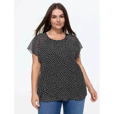 Bloomchic Sheer Sleeve Geometric Print Blouse In Multi