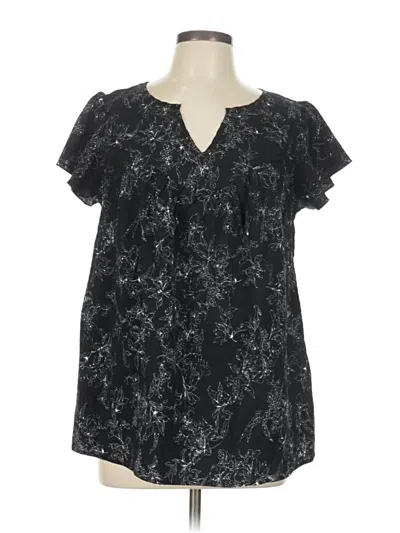 Pre-owned Bloomchic Short Sleeve Blouse In Black
