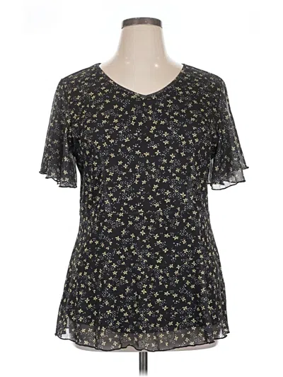Pre-owned Bloomchic Short Sleeve Blouse In Black
