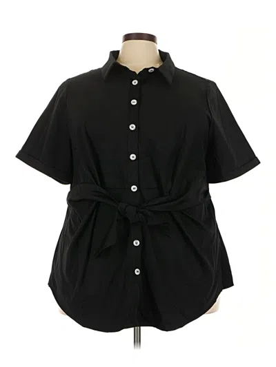 Pre-owned Bloomchic Short Sleeve Blouse In Black