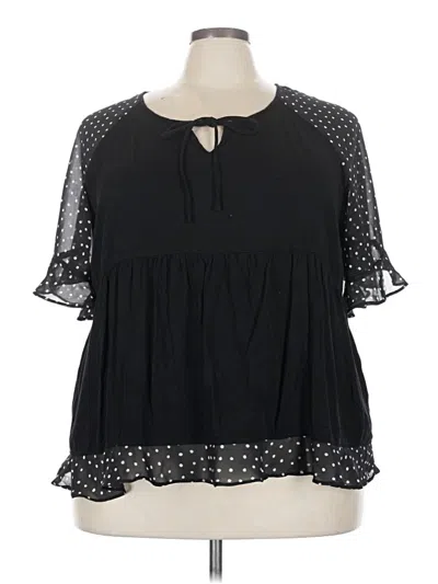 Pre-owned Bloomchic Short Sleeve Blouse In Black