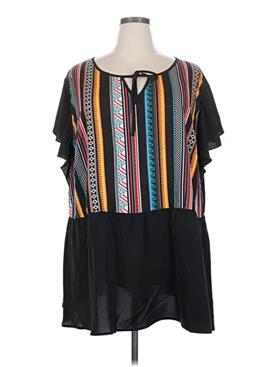 Pre-owned Bloomchic Short Sleeve Blouse In Black