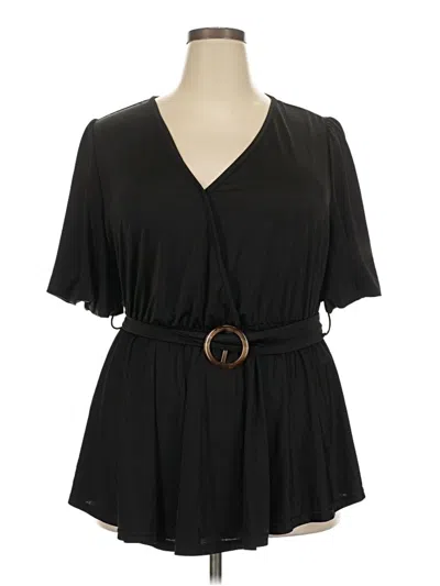 Pre-owned Bloomchic Short Sleeve Blouse In Black