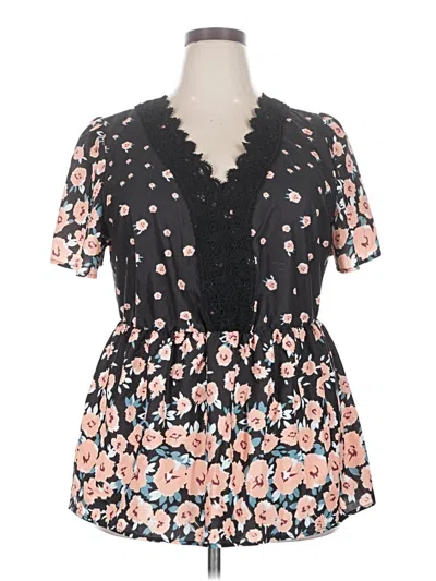 Pre-owned Bloomchic Short Sleeve Blouse In Black