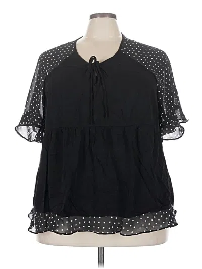 Pre-owned Bloomchic Short Sleeve Blouse In Black
