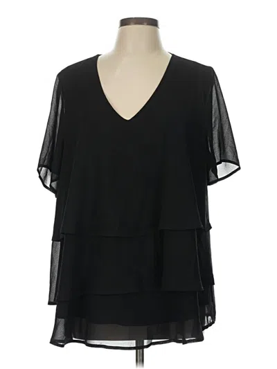 Pre-owned Bloomchic Short Sleeve Blouse In Black