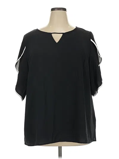 Pre-owned Bloomchic Short Sleeve Blouse In Black