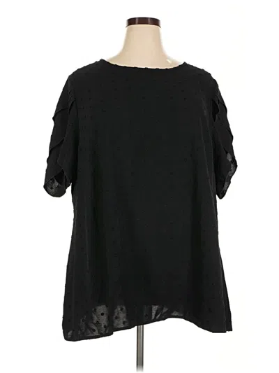 Pre-owned Bloomchic Short Sleeve Blouse In Black