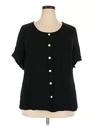 Pre-owned Bloomchic Short Sleeve Blouse In Black