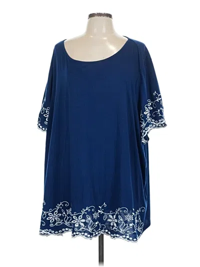 Pre-owned Bloomchic Short Sleeve Blouse In Blue