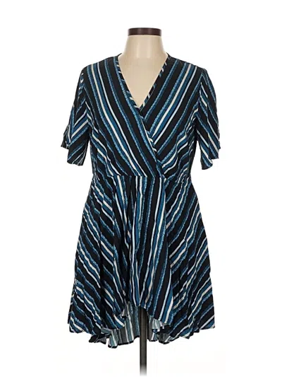 Pre-owned Bloomchic Short Sleeve Blouse In Blue