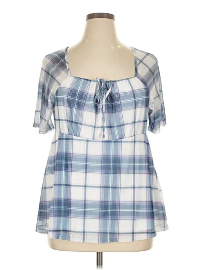 Pre-owned Bloomchic Short Sleeve Blouse In Blue