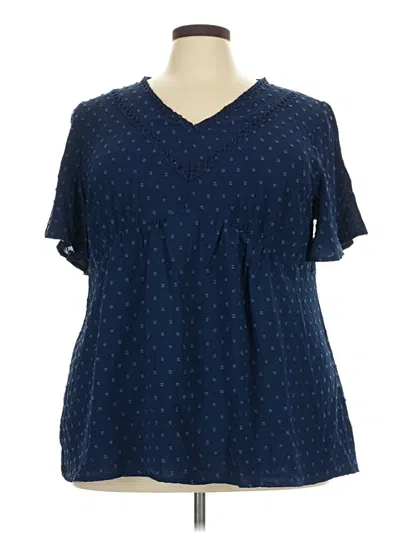 Pre-owned Bloomchic Short Sleeve Blouse In Blue