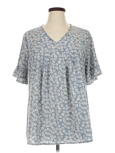 Pre-owned Bloomchic Short Sleeve Blouse In Blue