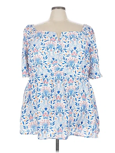 Pre-owned Bloomchic Short Sleeve Blouse In Blue