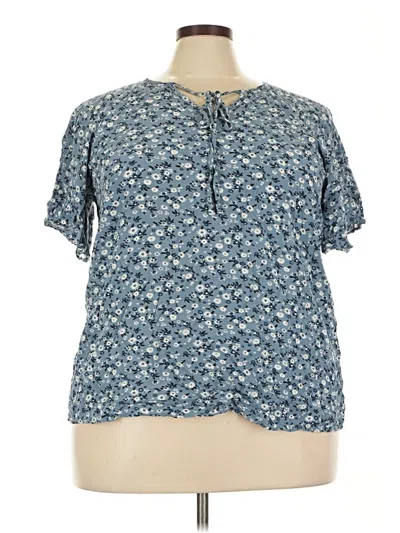 Pre-owned Bloomchic Short Sleeve Blouse In Blue