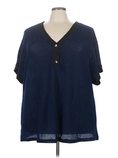 Pre-owned Bloomchic Short Sleeve Blouse In Blue