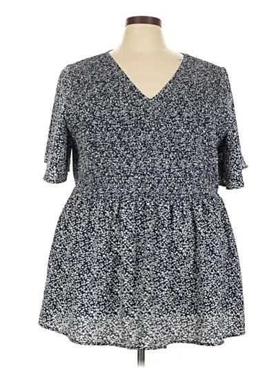 Pre-owned Bloomchic Short Sleeve Blouse In Blue