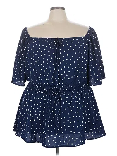 Pre-owned Bloomchic Short Sleeve Blouse In Blue