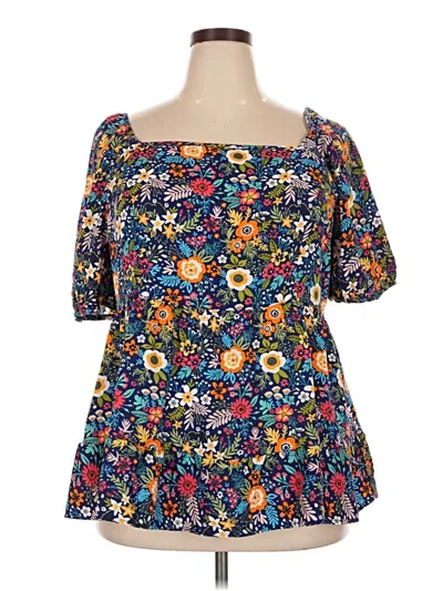 Pre-owned Bloomchic Short Sleeve Blouse In Blue