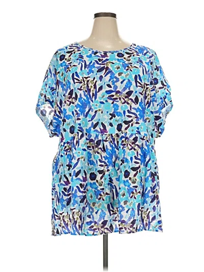 Pre-owned Bloomchic Short Sleeve Blouse In Blue